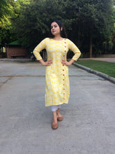 Yellow Embroidered Kurti